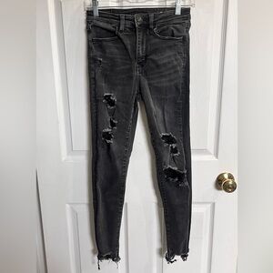American Eagle Outfitters High Rise Ripped Black Jeans